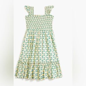 J.crew factory girls’ ruffle sleeved tiered dress in lemon zest & emerald island
